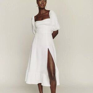 Reformation Belgium White Linen Dress - Size 10